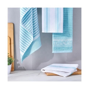 Grey Solid Absorbent Sunshine Ocean Lightweight 100% Soft Cotton Classic Stripe Design GOTS Certificate <b>Kitchen</b> Golf Towel Linen - Product Image 5