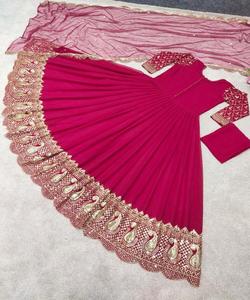 Lahenga Choli indien traditionnel, robe en soie colorée rose, vêtement ethnique Bo Dupatta pour mariage, festival, tenue moderne - Product Image 2