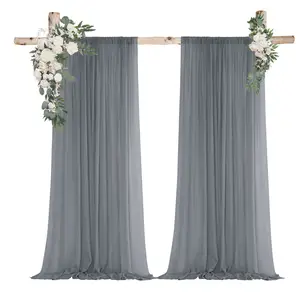 Top Quality gray Chiffon Woven Soft Pink Rectangle Party Wedding Stage Backdrop Curtains