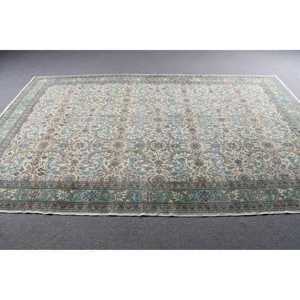 Alfombra Turca Vintage, Alfombra de 6.4x10.1 pies, Alfombra con Bordes Azul Verde - Product Image 3