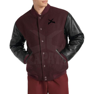Men's High Quality Breathable Wool/<b>Leather</b> Letterman <b>Jacket</b> Customizable Options Latest Oversized Stand Collar Design for Winter - Product Image 1