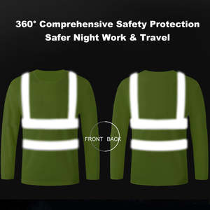 Camiseta de Trabajo Amarilla de Manga Larga de Poliéster con Franjas Reflectantes, Ropa de Trabajo de Seguridad para Hombre - Product Image 4