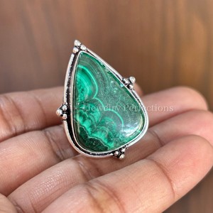 Wholesale 925 Sterling Silver <b>Fine</b> <b>Rings</b> Original Pear Malachite Gemstone Women's Wedding Jewelry Trending Factory Price - Product Image 3