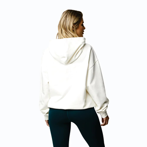 เสื้อฮู้ดผู้หญิงพิมพ์โลโก้ด้านหน้า สไตล์สตรีทแวร์สำหรับฤดูหนาว เป็นมิตรกับสิ่งแวดล้อม แห้งเร็ว ผ้าฝ้ายฟลีซ 100% สีตามสั่ง ผลิตโดยโรงงาน OEM - Product Image 2