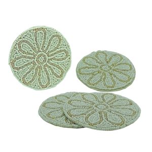 Purest Cream Colored Beaded <b>Coaster</b> <b>Set</b> <b>of</b> <b>6</b> Classy Cream Beaded <b>Coaster</b> Kitchen Accessories <b>Table</b> Top Decor <b>Coasters</b> Available - Product Image 4