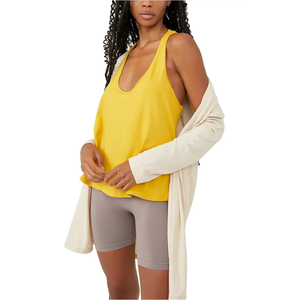 New Arrival Customized Logo Printing Women's Neck Tank Top Best Design Fitness Casual Sport Style <b>Yellow</b> Made Quality <b>Fabric</b> - Product Image 6