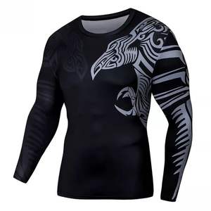Nouveau Grappling Jiu Jitsu MMA Chemise Ensemble Court Rash guard Pour Hommes Bjj Maillots De Boxe Rash Guard MMA Shorts Boxe Sport Vêtements - Product Image 2