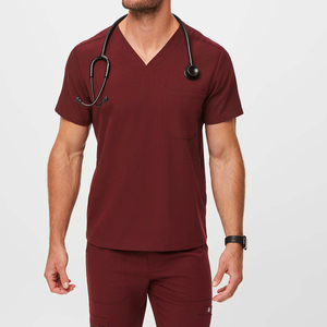 Men <b>Scrub</b> <b>Tops</b> Custom Short Sleeves Needle Detection Seamless Fusing <b>Scrub</b> Uniform Set Nurse Uniforms Clinic Hospital OEM - Product Image 1