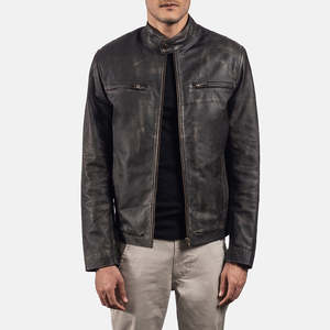 Autumn Rustic Brown Genuine Leather <b>Biker</b> <b>Jacket</b> Cowhide & Sheep Skin XS Size Reversible and Zippered Water-Proof Features - Product Image 1