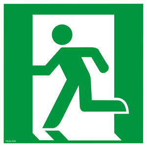 Segnale di Emergenza Fotoluminescente Scudo Angolare, Uscita di Emergenza a Sinistra, 200 x 200mm (H x L) - RTW-SCHILD-200-13-NL - Product Image 2
