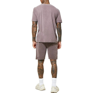<b>Top</b> Selling Custom Cotton Acid Wash Tracksuit Puff Printed Sweatsuits <b>Set</b> with logo <b>Shorts</b> <b>and</b> t Shirt <b>Set</b> <b>Men</b> - Product Image 3