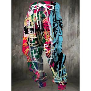 Pantalones Deportivos de Moda para Hombre 2026, Pantalones Jogger Casuales de Corte Holgado con Estampado Pintado, Cómodos, de Mezcla de Poliéster, de Secado Rápido, con Cintura de Felpa - Product Image 1