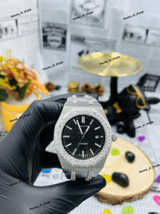 Reloj Automático VVS con Incrustaciones de Diamantes de Imitación, Bisel de Acero Inoxidable con Aspecto de Diamante Moissanite, Estilo Lujoso HipHop, Reloj de Pulsera Brillante, Regalo Unisex - Product Image 2