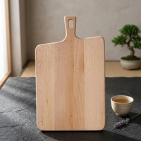 Tabla de Cortar de Madera de Haya Natural en Forma de Paleta con Asa para Servir Pan, Queso, Pizza y Decoración de Restaurantes