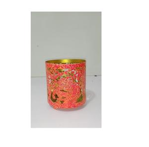 Luxury Pink Textured Metal Votive Candle Holder <b>Laser</b> Cut Decorative Tealight Lantern for Home Decor, Wedding Centerpieces - Product Image 1