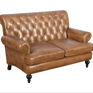 Heritage Comfort Chesterfield Two Seater Genuine Leather Sofa For Living Room And Restaurant Best Quality Material