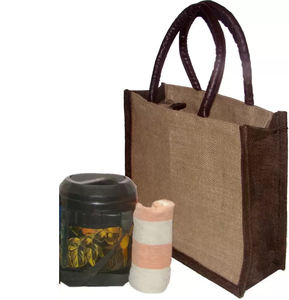 2025 Sac à provisions en jute écologique en gros avec poignées en cuir véritable soigneusement conçu et en vente - Product Image 5