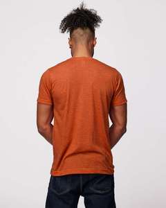 Tultex 241 Venta al por mayor Ecológico Secado rápido 200g Tela Ultra Poly Blend Plain Heather Orange Camiseta de cuello redondo para hombre 65% - Product Image 3