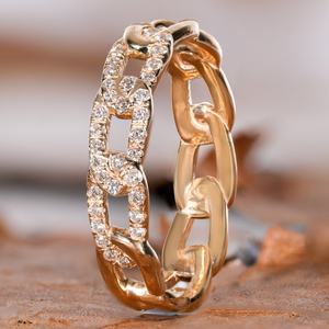 Chaîne pavée ronde de diamant de luxe cultivée en laboratoire anneaux de chaîne à maillons cubains ouverts en or massif 14k pour les femmes cadeau d'anniversaire pour son ODM OEM - Product Image 1