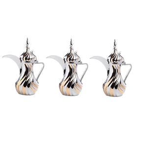 Lot de 3 théières Dallah en acier inoxydable, idéales pour vaisselle, ustensiles de cuisine et hôtellerie, théière arabe Ramadan - Product Image 1