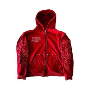 Sudaderas con capucha personalizadas de algodón pesado con estampado 3D de soplo y cremallera para hombre, sudaderas con capucha de gran tamaño Vintage lavadas con ácido para hombre - Product Image 2