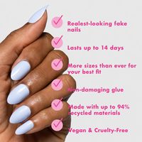Kit de manucure instantanée avec faux ongles à coller, qualité salon, forme amande moyenne, 42 ongles non toxiques, vente en gros