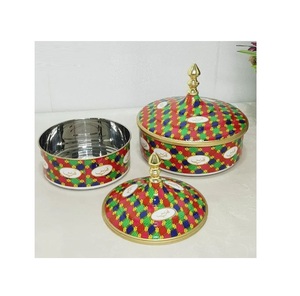 Stainless Steel Metal Flower Printed Casserole <b>Food</b> <b>Buffet</b> <b>Warmer</b> for Wedding and All Events Decor <b>Food</b> <b>Server</b> Pot - Product Image 1