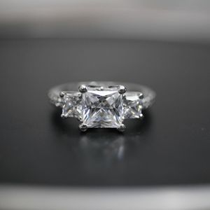 Princess Cut Diamond Prong <b>Set</b> 3 Stone Engagement <b>Ring</b> For <b>Women</b> - Product Image 1