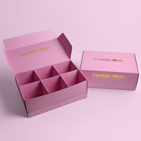 Boîte d'expédition rose pour biscuits, personnalisable avec logo, emballage pour sushis et biscuits, papier couché biodégradable, pelliculage mat, écologique et jetable