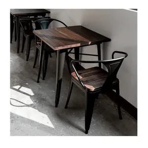 Venta al por mayor barato antiguo comedor sillas Tolixes silla con asiento de madera para restaurante