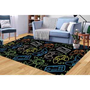 Tapis imprimé coloré - Moderne, épais, couleurs néon, lavable en machine, tapis fin non tissé - Product Image 2