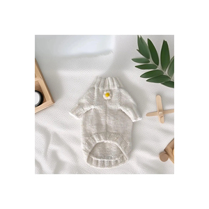 Handmade Crochet Knit Pet Jumper for <b>Small</b> Dogs Cats White Daisy Design Luxury Modern Soft Pet Clothing for Winter <b>Spring</b> - Product Image 5