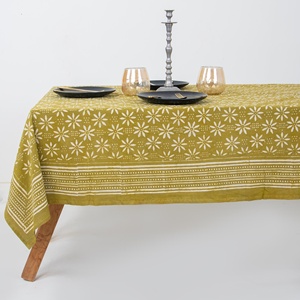 Indian Handmade Dabu Floral Beautiful Hand Block Printed Cotton <b>Table</b> Cloth for Wedding <b>Table</b> Cloth - Product Image 1