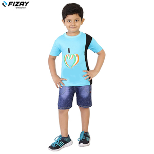 FIZAY ENTERPRISES Offre Spéciale T-shirts pour enfants de qualité supérieure couleurs contrastées bleu bébé et pinte pour garçons pour T-shirts polos - Product Image 4