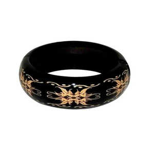 Urthn Floral Designer Ouvrable Kada Noir Alliage De Zinc Mode Wrap Bracelet Modèle 1403208 - Product Image 1