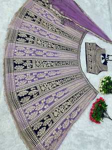 Heavy Chine Stitch Work Nupcial Western Lehengas con Dupatta Vestidos indios con diamante Espejo real Trabajo manual Directo desde la India - Product Image 4