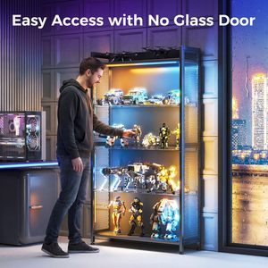 Estantería LED para Sala de Juegos, Ideal para Figuras de Acción y Coleccionables, Estantería Metálica Alta <span class=keywords><strong>con</strong></span> Estantes de Vidrio - Product Image 2