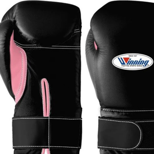 Gants de boxe professionnels en cuir noir et rose, avec fermeture velcro au poignet, pour l'entraînement et le sparring, pour hommes et femmes - Product Image 2