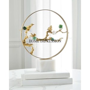 Pájaros sentados en ramas Diseñador Aluminio fundido Anillo Escultura Hogar y oficina Escritorio Acentos decorativos en un precio impresionante - Product Image 4