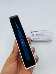 Pince à épiler d'extension de cils en acier durable professionnel de haute qualité poignée en diamant de couleur rose pointes pointues inclinées incurvées - Product Image 2