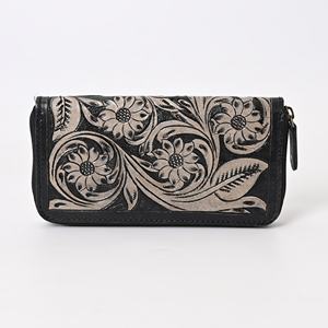 Portefeuille en cuir de vachette fait main, porte-cartes multi-emplacements, style western - Product Image 1