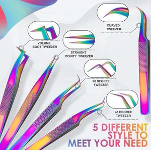 Pinces à cils multi-usages en acier inoxydable, extensions de cils, série professionnelle, anti-magnétiques, alignement parfait de la pression, greffage - Product Image 2