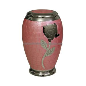 Contenedor de cenizas funerarias para cremación de adultos, de latón, plateado, rosa, esmalte rosa, calidad prémium, restos de cenizas humanos - Product Image 6