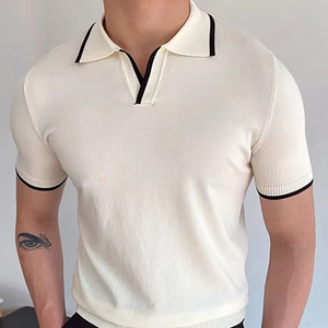 Verano hombres moda Polos manga corta Turn-Down Collar Patchwork Casual Polos hombres ropa masculina Tops pulóver Streetwear - Product Image 1