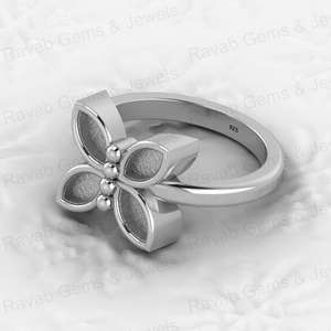 Genuino 925 Plata 3x6mm Marquesa mariposa Semi montaje anillo de ajuste en blanco bueno para Resina y cenizas trabajo recuerdo DIY joyería - Product Image 5