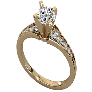 Anillo de Compromiso Solitario con Diamante Redondo y Engaste Milgrain - Product Image 6