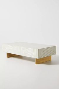 Table basse classique en bois sculpté avec incrustations de fleurs, table centrale artisanale, décoration d'intérieur - Product Image 2