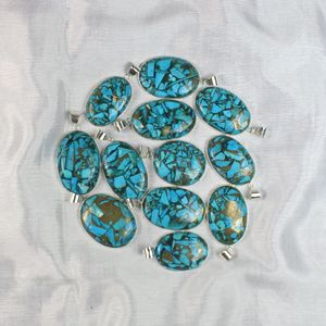 จี้พลอยทองแดงเทอร์ควอยส์ใส่ได้ทั้งชายและหญิงชุดตัวเรือนที่มีคุณภาพหายากชุบเงินคุณภาพดี - Product Image 4