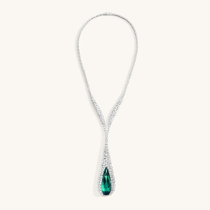 Luxury Women's 925 Silver Rhodium Plated <b>Pendant</b> Necklace With <b>Emerald</b> Cut Pear Shape Diamond Water Drop Design For Wedding - Product Image 1