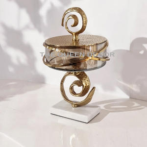 Bol de service en métal en laiton décoratif tendance poli pour chercher à servir de délicieux aliments Dessert hôtel fête de mariage - Product Image 4